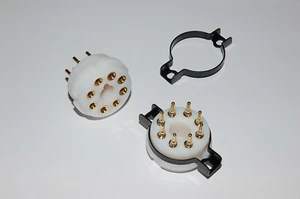 2x Oktal-Fassung / tube socket octal high-precision gold-terminals-teflon-body - Picture 1 of 2