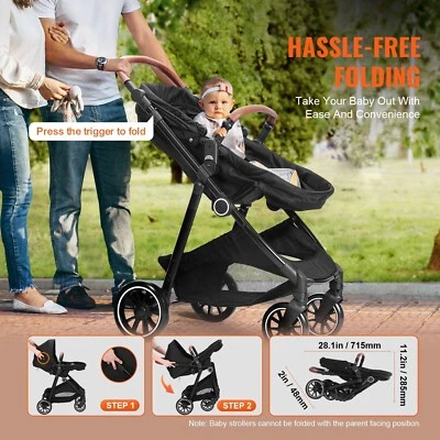 VEVOR Standard Baby Stroller, Infant Toddler Stroller with Bassinet, 3rd-Gear Ad - Image 1 of 4