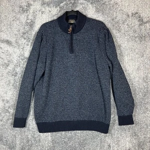 Pendleton Sweater Mens Large Dark Blue Shetland Wool 1/4 Zip Preppy Grandpa - Picture 1 of 8