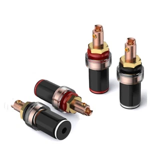 4pcs Red Copper Plated Speaker Cable Terminal Binding Post Banana Jack Connector - Picture 1 of 7