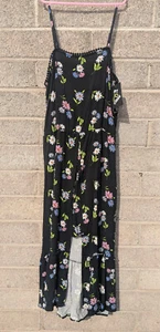 Art Class girls tank top WALK THRU ROMPER / SUN DRESS size 14 XL black + flowers - Picture 1 of 5