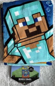 Minecraft Strandtuch 28" x 58" Brandneu mit Etikett 100% Baumwolle Strand oder Bad - Bild 1 von 4