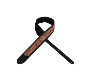 Amumu Suede Leather Jacquard Cotton Inlay Black Guitar Strap - LE20BK - Picture 1 of 1