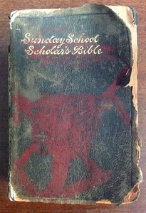 Sunday School Scholars Bible Leather Cover Religion God Antique BookGnu - Imagen 1 de 12