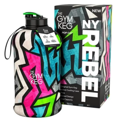 The Gym Keg 74 oz. Water Bottle - REBEL - BPA-Free - Pop Top - Strap