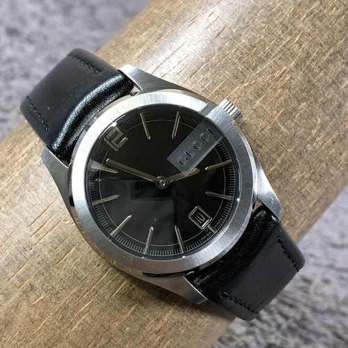 Orologio Gucci Donna 5700L Vestito Svizzero Quadrante Nero Data Pelle Quarzo 28mm 6 3 4"