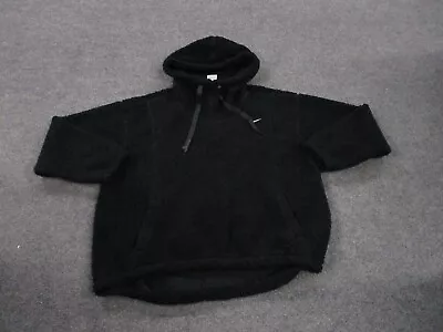 Nike Hoodie Sweatshirt Adult M Black Pullover Swoosh Crop Sherpa Fleece Womens • 24.95€