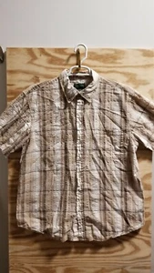 Scandia Woods Men's Shirt XL Short sleeve button Up Plaid Brown White - Picture 1 of 11
