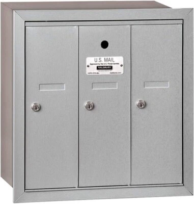 Salsbury Industries Recessed Mounted Vertical Mailbox with 3 Doors and USPS Acce - Image 1 of 4