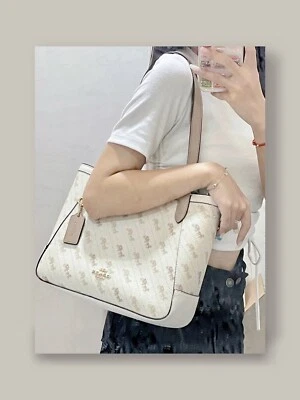 NWT Coach Horse And Carriage Tote 27 With Horse And Carriage Dot Print C4060 - Image 1 of 4