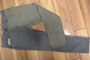 NWT Crewcuts Ankle Toothpick Navy Cream Mixed Stripe/Striped Cotton Pants-12 - Picture 1 of 6