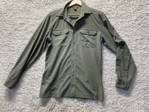 Eddie Bauer polyester button up shirt men’s size small olive green - Picture 1 of 7