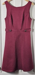 ModCloth Dress Size M Burgundy Daisy’s Sonnet Sleeveless Textured Retro Go-Go  - Picture 1 of 23