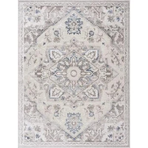 HAUTELOOM Area Rugs 5'2''x7' Indoor Traditional Machine Made Medallion Gray/Blue - Picture 1 of 5