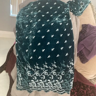 Bella Notte Silk Velvet Embroidered STANDARD Pillowcase Sham in Mineral w/DEFECT - Image 1 of 3