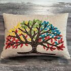 Pier 1 Imports Multicolor Embroidery Beaded Tree Decorative Throw Pillow 20”x14”