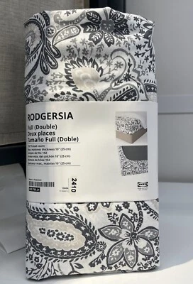 Nueva Sábana Ajustable IKEA RODGERSIA Completa/Doble Gris/Blanco 605.795.21 Foto 1 de 2