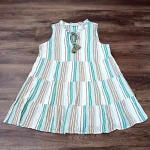 J Jill Striped Ruffle Twisted Tassel Tank Blouse Tunic Women's XSP XS Petite - Picture 1 of 5