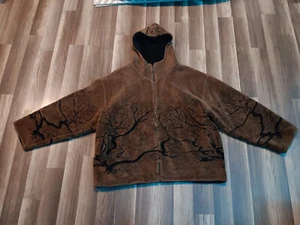 Vintage 90's Country woods men's XL/2XL size hooded black brown fleece jacket - Picture 1 of 24