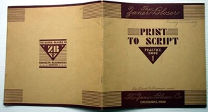 vintage 1936 ZANER-BLOSER PRINT TO SCRIPT PRACTICE BOOK #1 block print letters - Foto 1 di 4