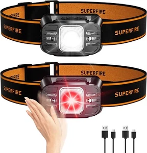 Rechargable Headlamp for Adults & Kids, Running, Camping, Hiking Head Lamp with - Picture 1 of 6