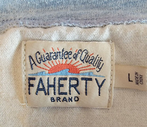 Faherty Henley Shirt Adult Large Blue Indigo Dyed Short Sleeve
