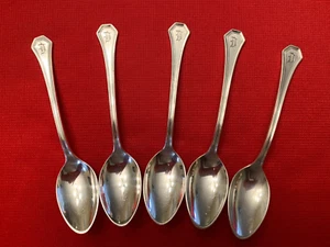 SIERRA Reed & Barton Silverplate SET of 5 DEMITASSE SPOONS Mono D 1914 - Picture 1 of 4