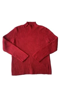 Lauren Ralph Ribbed Jumper Women's Medium Ruby High Neck Designer - Picture 1 of 10