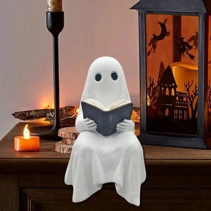 Statua fantasma Halloween decorazione casa ornamento fantasma spettrale statuina lettura fantasma   - Foto 1 di 10