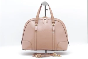 Auth GUCCI Micro GG Guccissima Enamel 2Way Shoulder Hand Bag Baby Pink - Picture 1 of 22