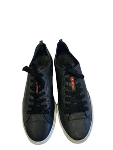 Sneakers basse uomo Prada Linea Rossa in pelle nera taglia 12 made in Vietnam#1 - Foto 1 di 15