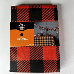 Halloween längliche Tischdecke 60" x 84" Sitzplätze 6 bis 8 Hyde & Eek kariert orange - Bild 1 von 5