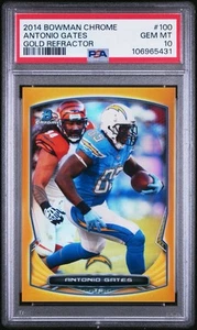 2014 Bowman Chrome #100 Antonio Gates Gold refractor /50 PSA 10 POP 2 Chargers - Picture 1 of 3