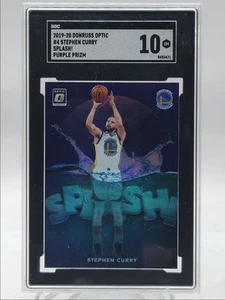 STEPHEN CURRY 2019-20 DONRUSS OPTIC SPLASH! PURPLE PRIZM SGC 10 Q1887 - Picture 1 of 2