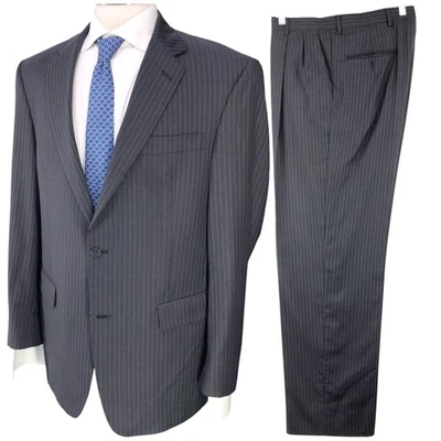 Traje Hart Schaffner Marx Para Hombre 40R Carbón Rayas 2 Piezas Clásico A Medida Foto 1 de 4