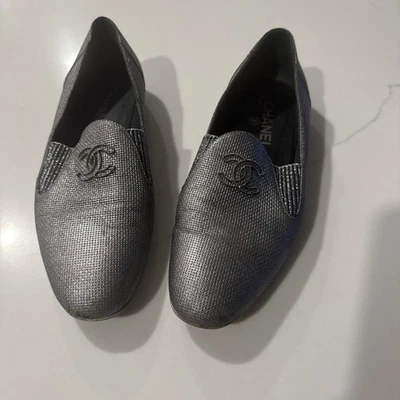 Chanel Loafers 38.5 Gray & Metallic - Image 1 of 4