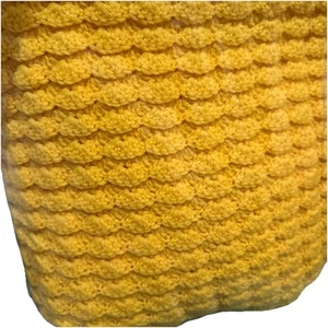 Huge Handmade Yellow Crochet Afghan Blanket Throw 80x55” - Picture 1 of 5