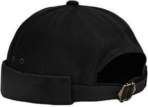 Herren Schwarz Docker Kappe Krempe Hüte Totenkopfkappe Arbeiter Matrose Kappe Rollmanschette Re... - Bild 1 von 2