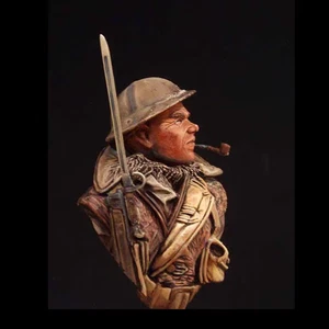 Kit modellino in resina busto soldato inglese scala 1/12 prima guerra mondiale con fucile e pipa - Foto 1 di 1