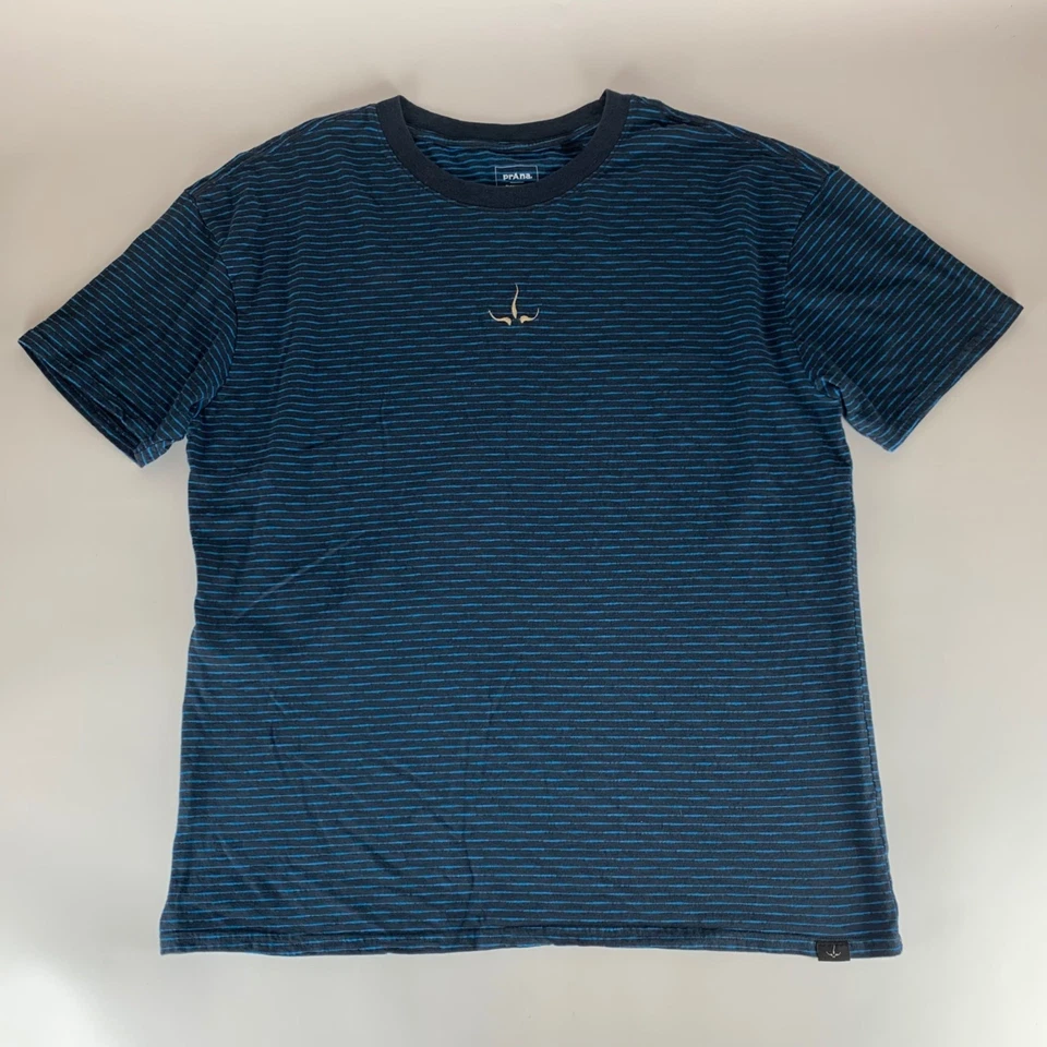 Prana Black Blue Short Sleeve Crewneck Shirt Mens Large - Image 1 of 4