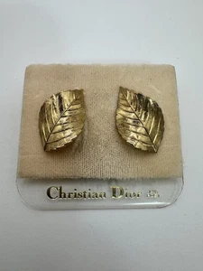 Vintage Christian Dior Post Back Leaf Ohrringe - Post Are 14k Gold - Neu! - Bild 1 von 7