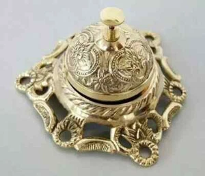 Reception Counter Table Desk Bell Antique Vintage Brass Hotel Service Ornate - Picture 1 of 4