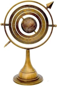 11" Antique Brass Armillary Sphere with Sundial Arrow Nautical Maritime Astrolab - Picture 1 of 3