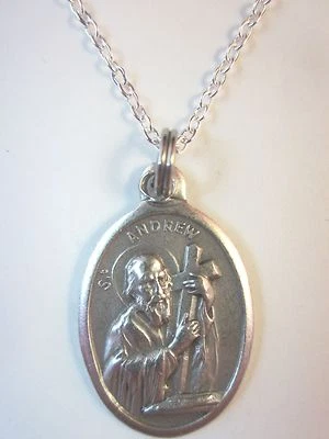  Ladies St Andrew the Apostle Medal Necklace 20" Chain w/ Gift Box & Prayer Card - Image 1 of 4