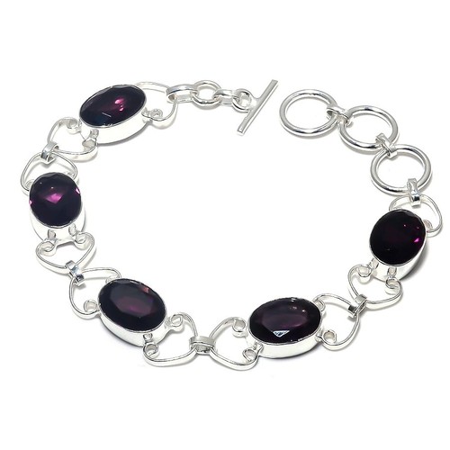 VALENTINO Bracciale gioielli in argento sterling 925 fatto a mano con pietre preziose ametista viola misura 7 8"