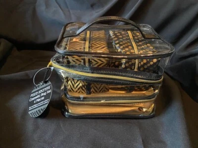 JUEGO DE 4 en 1 FACE SECRETS BOLSA DE MAQUILLAJE COSMÉTICO TRANSPARENTE ESTUCHE TREN TOCADOR NUEVO CON ETIQUETAS Foto 1 de 4