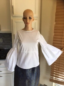 Cotton White Bell Sleeve Top, Bristol By Walter Baker Size XS - Picture 1 of 8