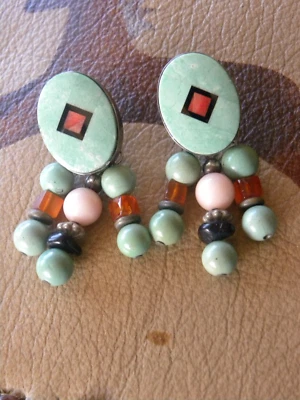 PENDIENTES CON INCRUSTACIONES MULTITONO TURQUESA JUAN WILLIE FOX 2" Foto 1 de 4