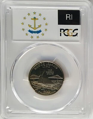 2001-S Clad Proof Rhode Island State Quarter-PCGS PR 70 DCAM-State Flag - Image 1 of 4