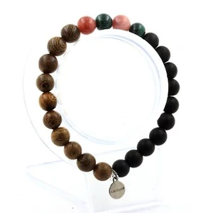 Congo Malachite Bead Bracelet + Sunstone + Matte Black Onyx Made - Picture 1 of 7